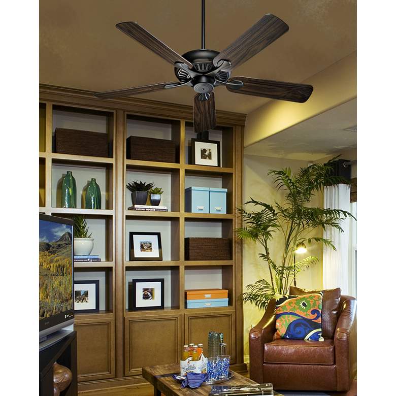 Image 1 52 inch Quorum Pinnacle Oiled Bronze Finish Ceiling Fan with Pull Chain in scene